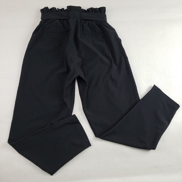 Albion Bow Belt Ankle Pant Womens XS Black Paper Bag Waist Pull On Nylon Stretch - Picture 7 of 13